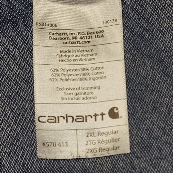 MENS CARHARTT POLO SHIRT SIZE 2XL - Picture 5 of 7